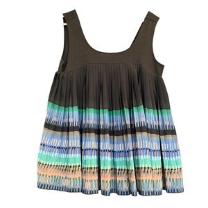 Deletta (Anthropologie) M Brown and Multicolor Pleated Tank Top GUC
